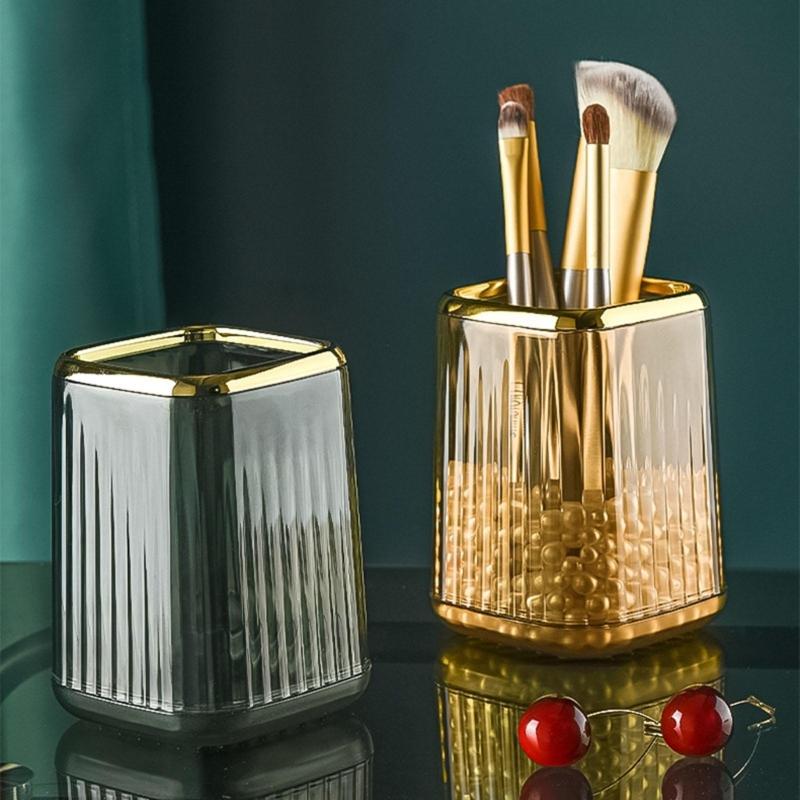 Makeup Brush Holder Organizer Make Up Brush Cup Pencil Holder Mini Striped Vase
