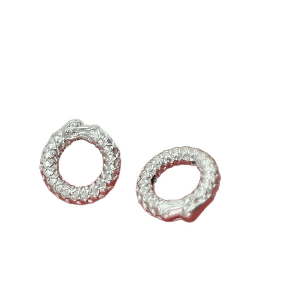 Sterling Silver 999 Pure 3D Ancient Style Dragon Cloud Bead Spacer Bracelet DIY Jewelry Accessory