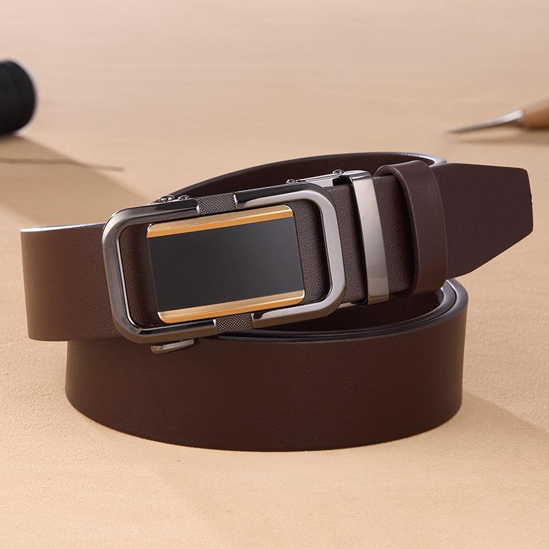Business Belt Men's Sense First Layer Cowhide Belt Men's Fashion Trendy Men's Automatic Buckle Belt