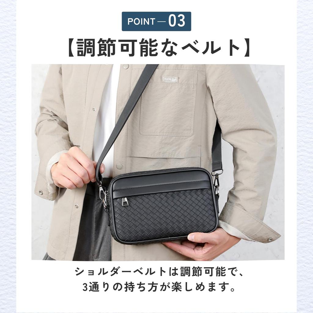 Ideamall Men's Waterproof Shoulder Bag, Pochette, Travel Bag (Black)