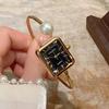 Sunlifex Femme Luxury Women's bracelet Watch 1 Large Pearl Cut Glass Square Dial Quartz Wristwatch Hand Bangle Saati Relojes