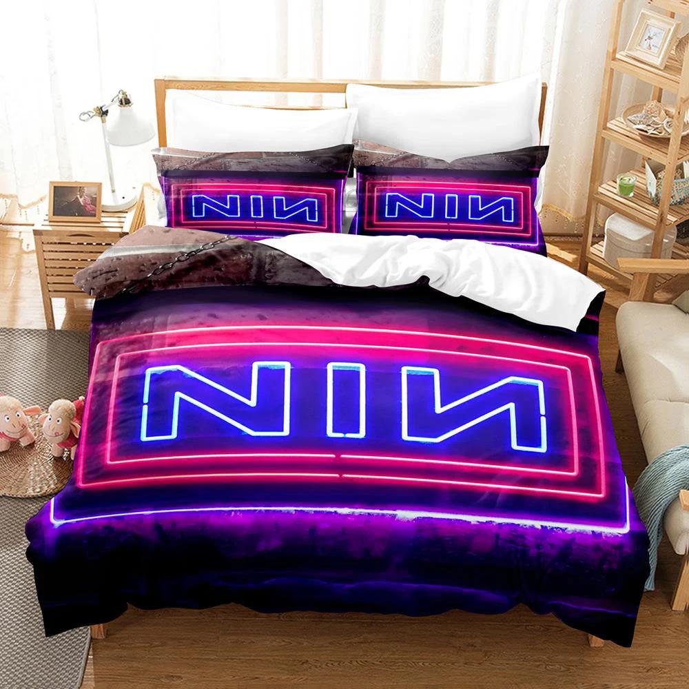 

NIN Nine Inches Boys Bedroom 3D Duvet Cover Single Twin Full Queen King Size Duvet Cover Bed Set Quilt Cover Pillowcase EU single(135x200cm)