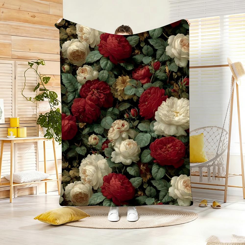 Fresh Flowers Throw Lightweight 240G Flannel Blanket Soft Skin-Friendly For Summer Cooling