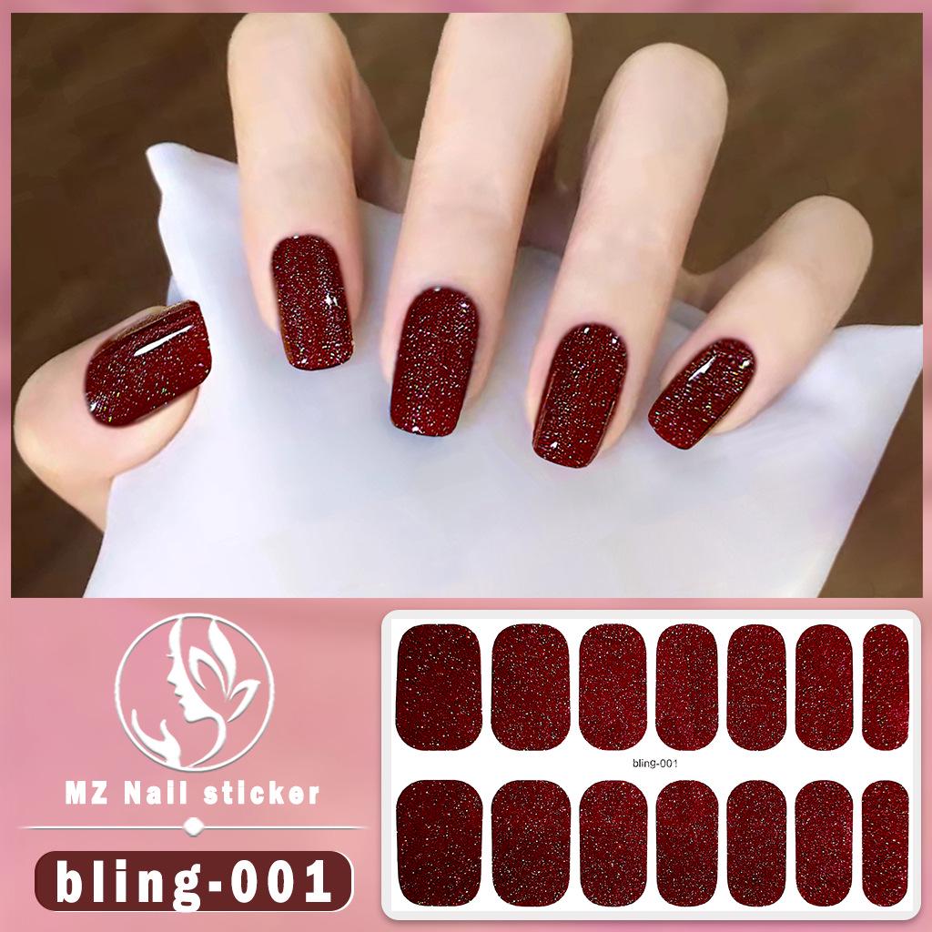 Meizhi 14-Finger Bling Aurora Gel-Nagellack-Aufkleber – selbstklebend, wasserfest, siegelfrei