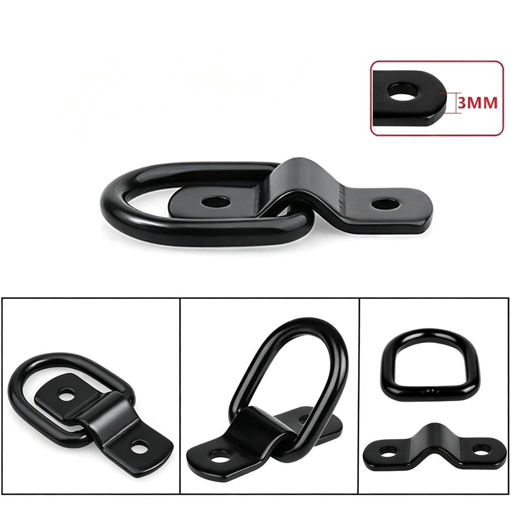 D-Ring Tie Down Anchor Black Steel 1 Piece