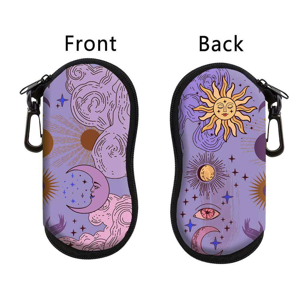 Celestial Galaxy Sunglasses Case, Soft Neoprene Glasses Bag With Carabiner, Portable Protective Eyeglass Pouch For Women Men