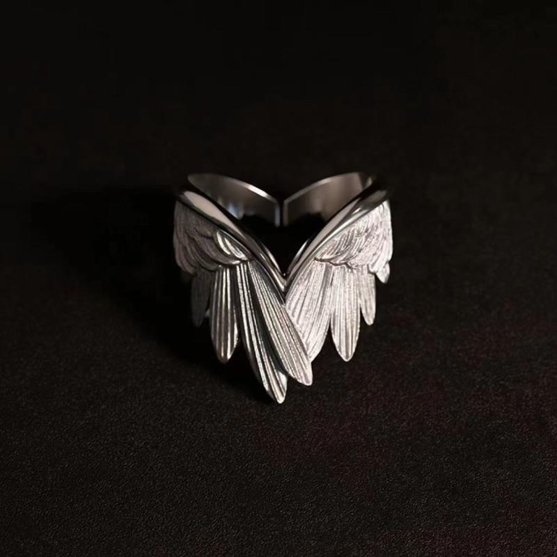 Retro Angel Wings Ring For Women Silver Color Punk Gothic Adjustable Open Ring Jewelry Accessories Gift