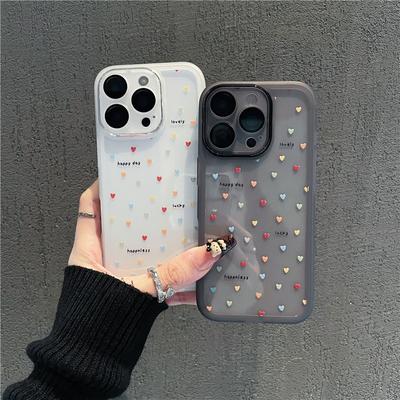 Full Screen Color Heart for Apple 17pro Phone Case for IPhone 16pm Metal Frame 15 Creative 14plu