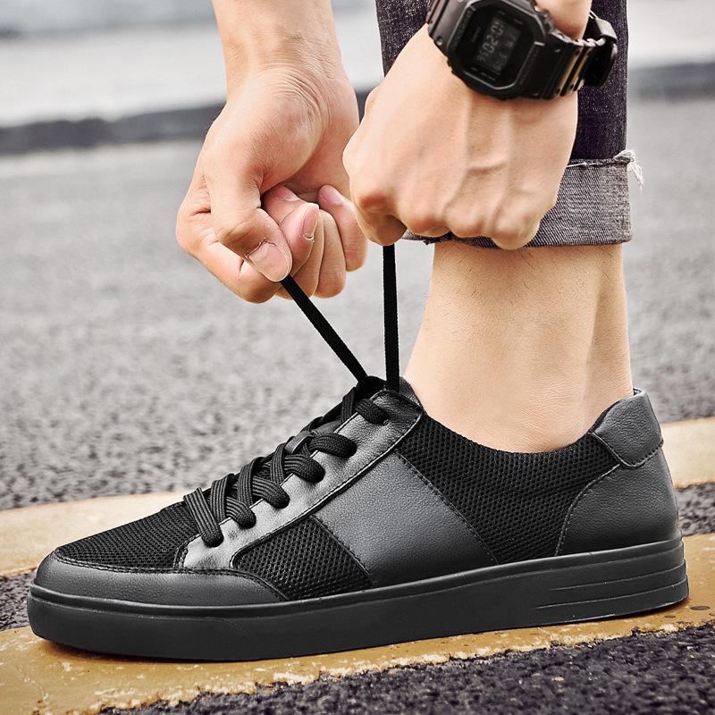 Men's Trendy Summer White Mesh Cowhide Sneakers