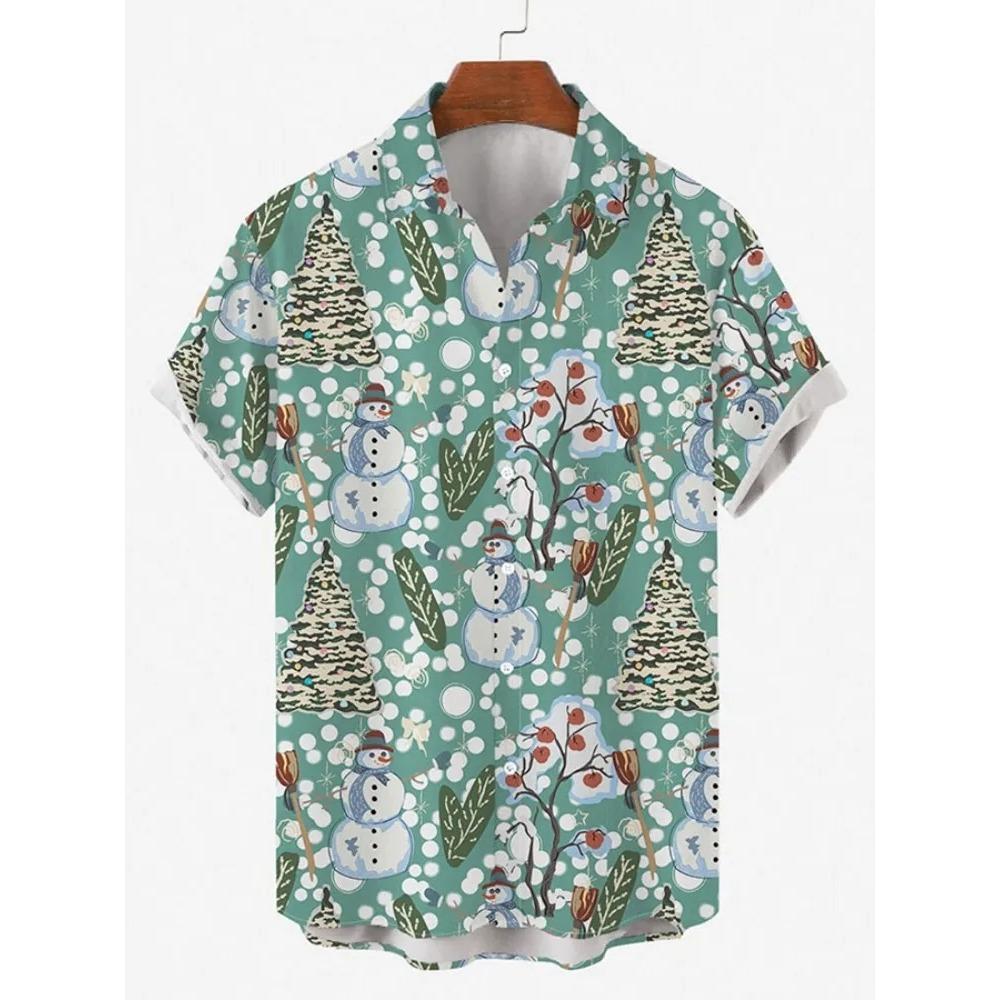 Camicia da uomo hawaiana a maniche corte con stampa, top alla moda con colletto, albero di cocco da spiaggia, nuova per il 2026 per uomo, abbigliamento floreale
