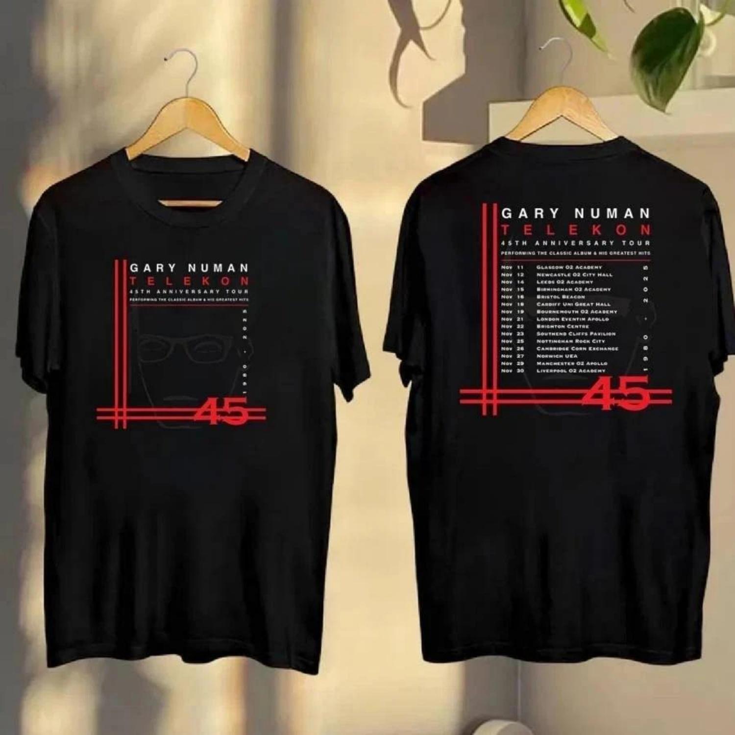 Футболка Gary Numan Telekon 45th Anniversary Tour 2025 Высококачественная Роскошная Унисекс Топ Y2k S чёрный