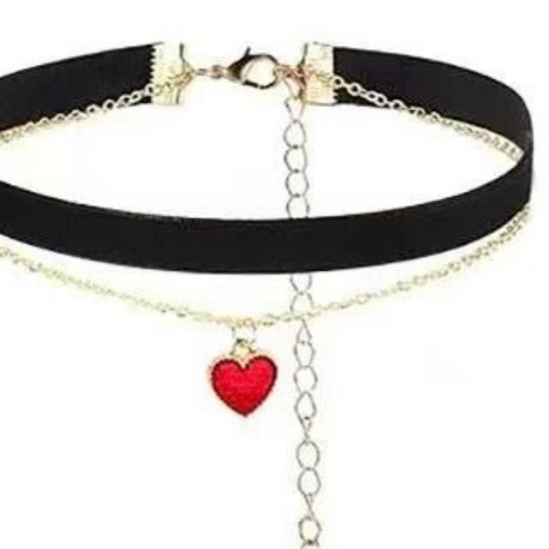 

Christmas New Year Red Pendant Girl Vintage Velvet Choker Necklace Personality Sweet Love Collarbone Chain Necklace