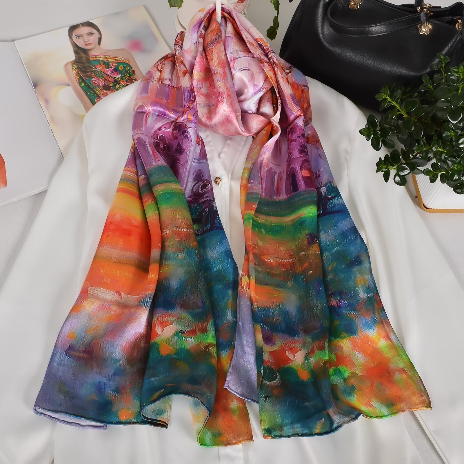 

BYSIFA Red Rose 100% Mulberry Silk Scarf Shawl Fall Winter Fashion Accessories Elegant Long Scarves Wraps Beach Shawl 175*52cm