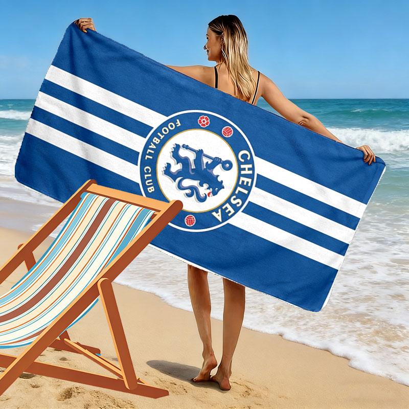 Chelsea F Print Strandtuch, Großes Weiches Schnelltrocknendes Handtuch für Strand Camping Schwimmen