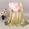 50*160cm Spring Summer Scarf Lotus Pattern Printed Scarves Trendy Silk Scarf  For Women Girls
