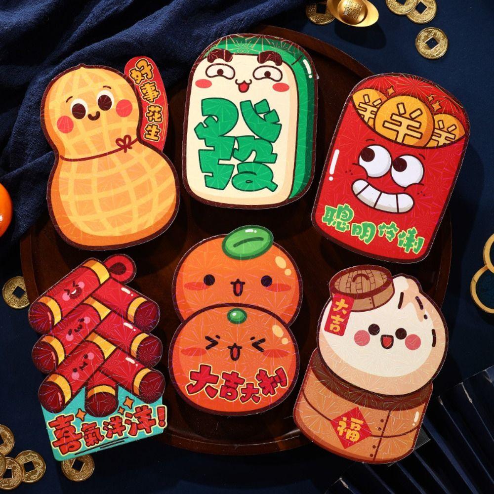 6Pcs 2025 Dragon Year Chinese Style Red Envelopes Spring Festival Lucky Money Blessing Pocket Red Packet New Year Decor