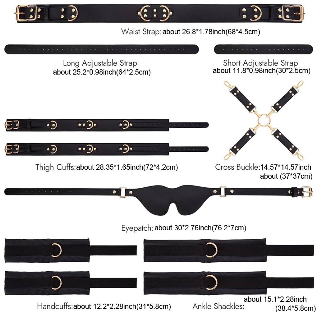 Sex Handcuff Thigh Cuff Waist Harness  Sextoy SM Slave Fetish Kits Hand Restraint Cuff Eyeblinder Adjust Hands Shackles Set