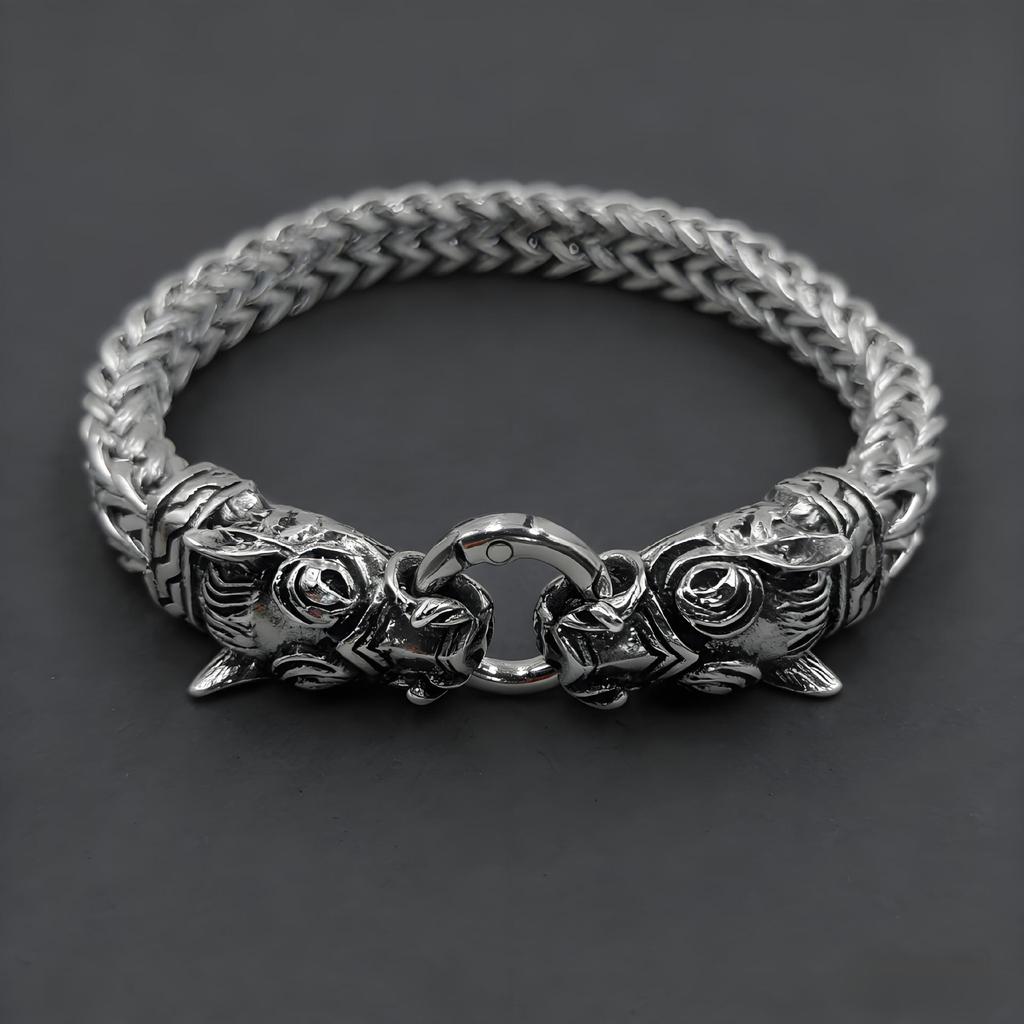 Stainless Steel Double Luxury Pig Head Bracelet Trendy Men