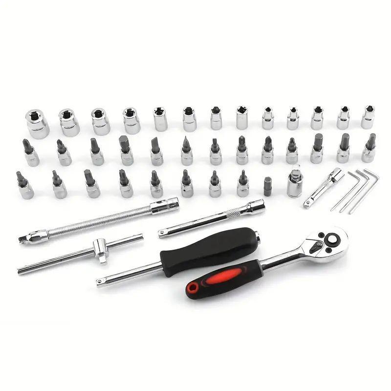 46-Piece Household Repair Tool Set with 1/4 Ratchet, Sockets, Screwdrivers, Hex Key.