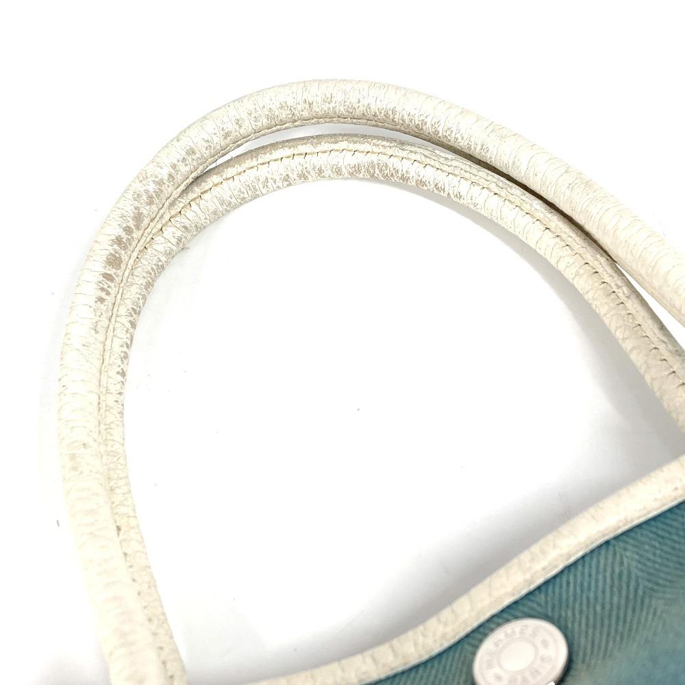 HERMES Garden Party TPM Hand Bag Tote Bag Toile Offishe/Leather blue/White
