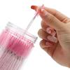 100 Pcs Disposable Mascara Wands & Crystal Eyebrow Spoolies Brush for Eyelash Extensions Pink Lash Brushes Container