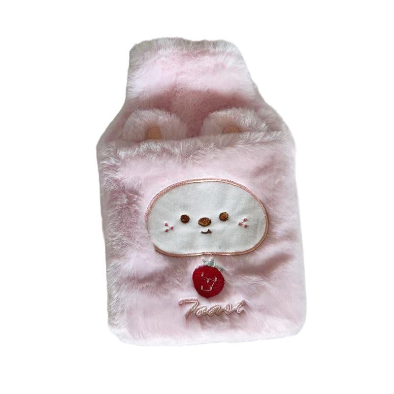 Plush Explosion-Proof Cartoon Hot Water Bottle and Faux Rabbit Fur Hand Warmer for Women