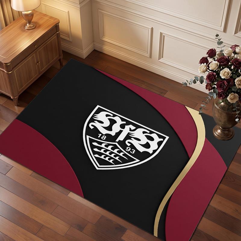 VfB Stuttgart Football Print Crystal Velvet Rug, Comfortable Water Absorbent Non Slip Indoor Floor Carpet