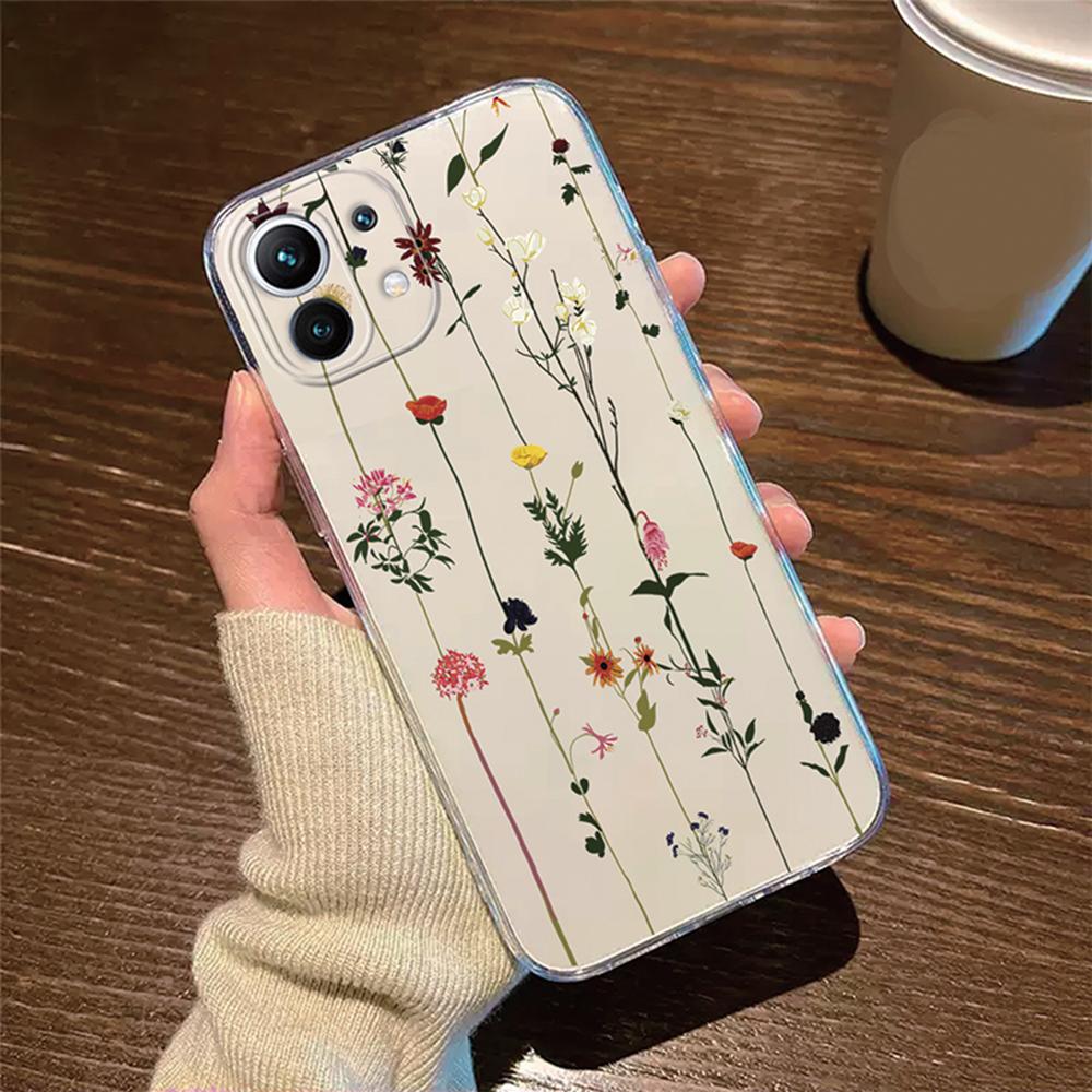 Rose Flower Phone Case Transparent Clear For Xiaomi 13T 14T 15T 11T 12T 10T 13 14 11 12 Lite Oil Painting Women Silicone Cover