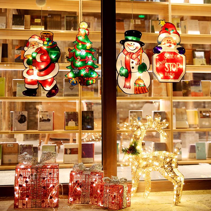 45cm Led Shape Lamp String Christmas Decoration Lamp Kitchen Window Glass Door Stick Sucker Lamp Festival Atmosphere Lamp