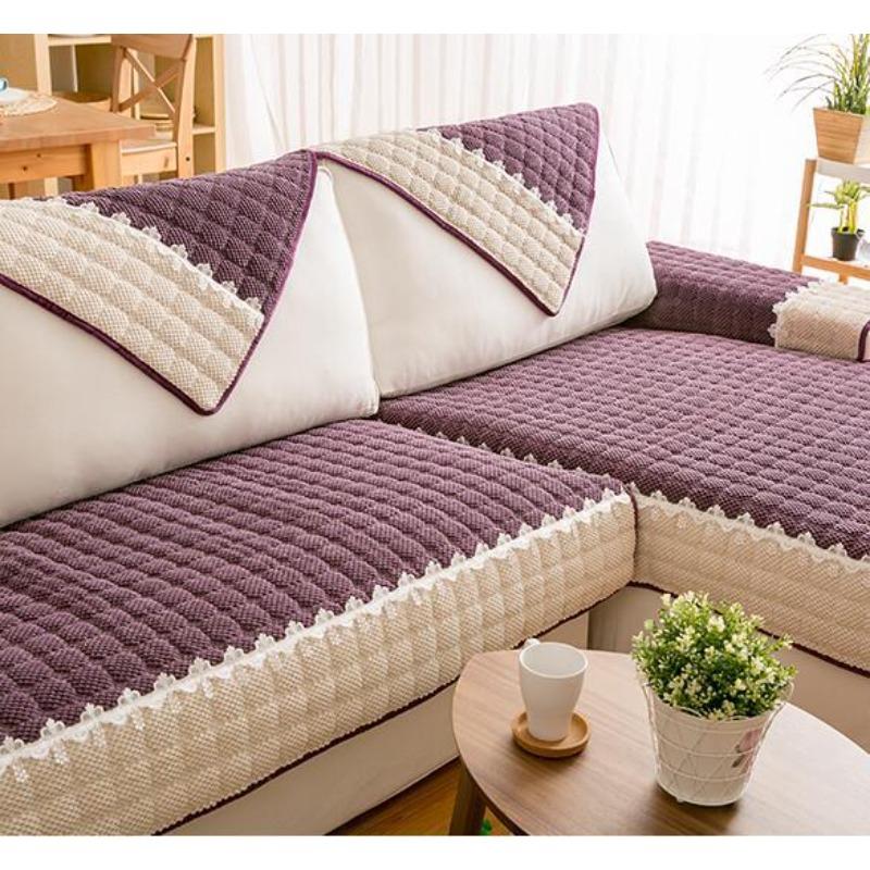 Sofakissen für vier Jahreszeiten, universelles Stoff-Anti-Rutsch-Sitzkissen, verdicktes Plüsch-Wohnzimmer, moderne, einfache Kombination, Sofa-Servietten, mehrfarbig