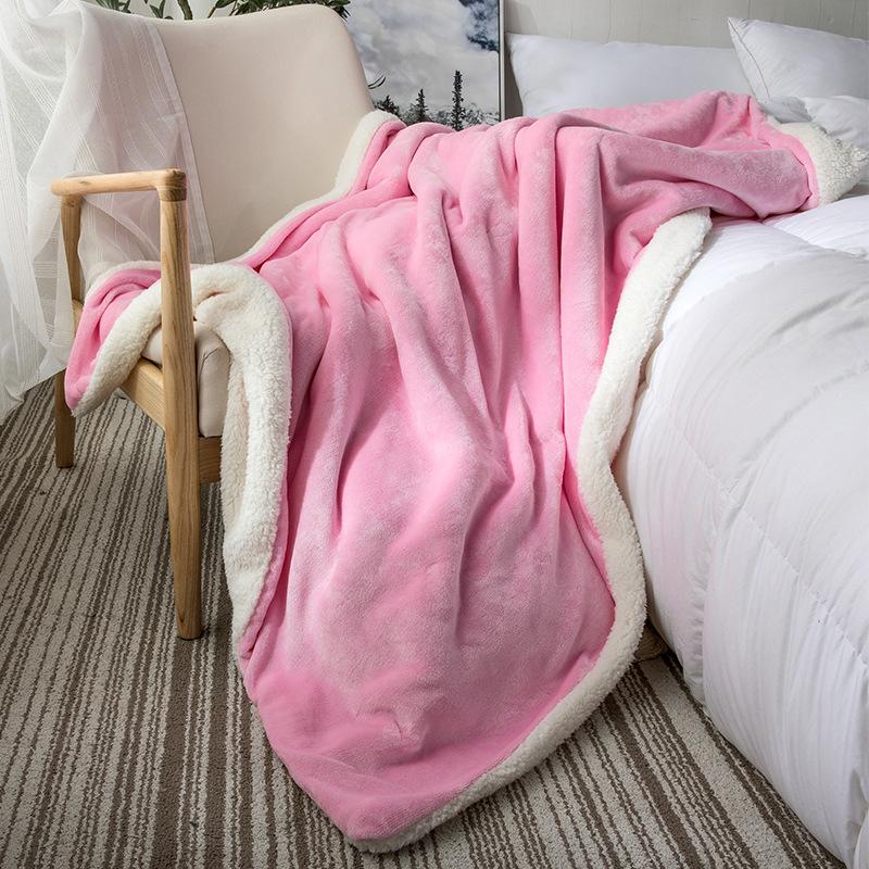 Xianci Double-Layer Lambswool Coral Fleece Throw Blanket for Sofa and Office