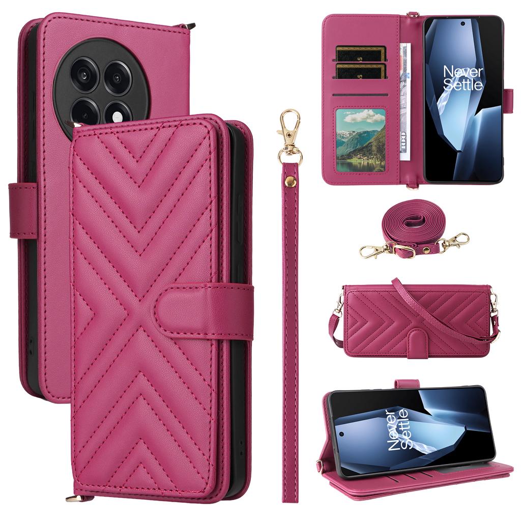Wallet Phone Case for OnePlus Ace 5 5G/Ace 5 Pro 5G/13R 5G Leather Phone Cover with Shoulder/Wrist Strap