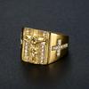 Hip Hop Iced Out Jesus Cross Ring Male Gold Color Stainless Steel Christian Rings For Women Men Religious Jewelry Anel Masculino