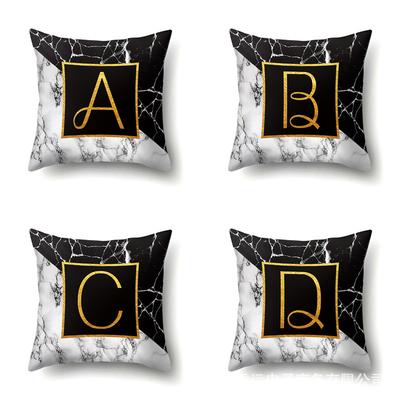 Marble Polyester Pillowcase Home Decoration Printing Pillowcase 26 English Letter Cushion Cover
