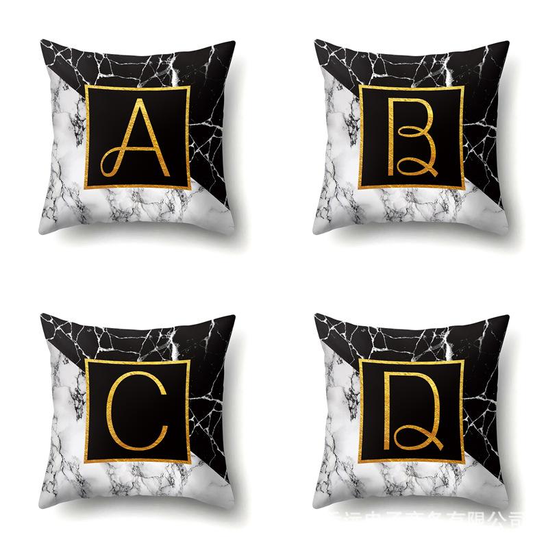 Marble Polyester Pillowcase Home Decoration Printing Pillowcase 26 English Letter Cushion Cover