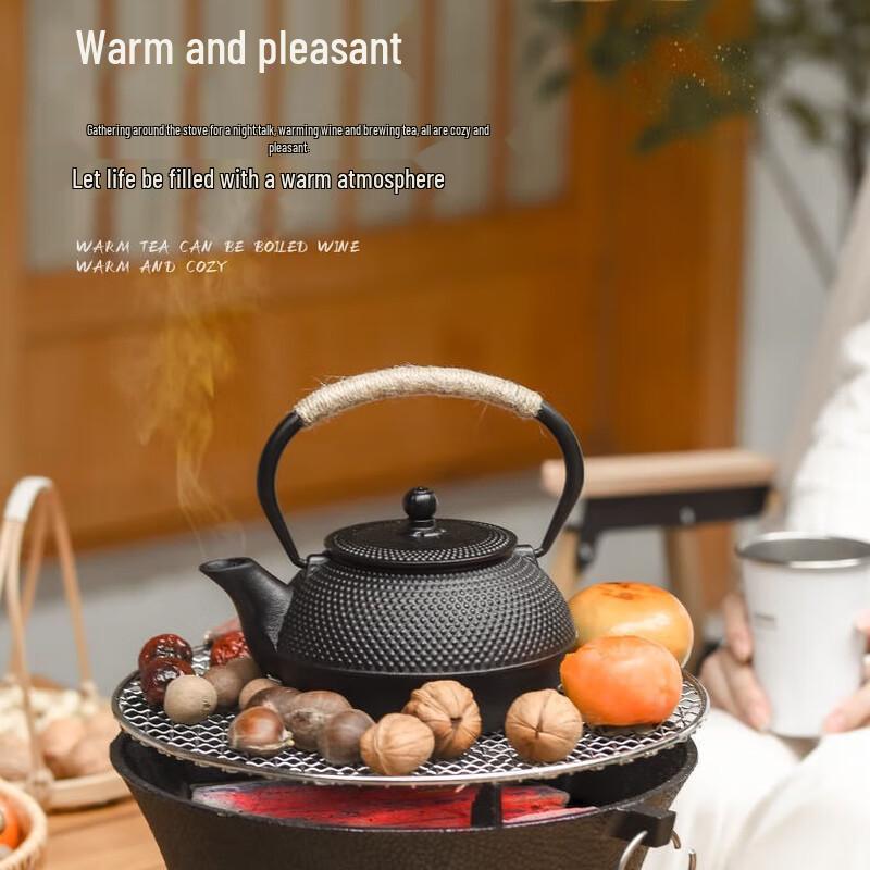 OEING Cast Iron Charcoal Tea and Grill Stove Set