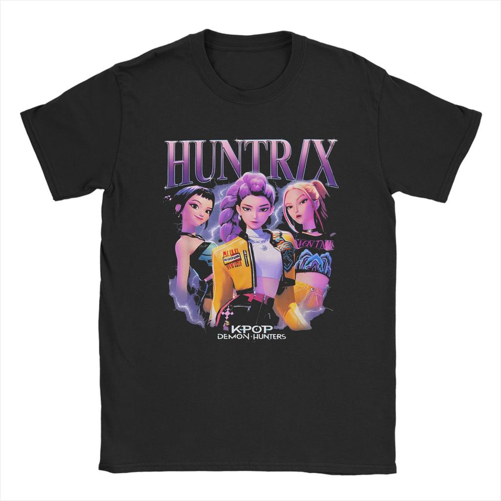 T-Shirt Kpop Demon Hunters 100% Baumwoll-T-Shirts Jinu Manga Huntrix Fan-Poster T-Shirt für Herren Strand Y2K Kurzarm Top T-Shirts