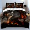 Silver dragon with flames. Bedding sets Duvet cover sets Duvet covers Pillowcases(1 * Duvet Cover 2 * Pillowcases without duvet insert)