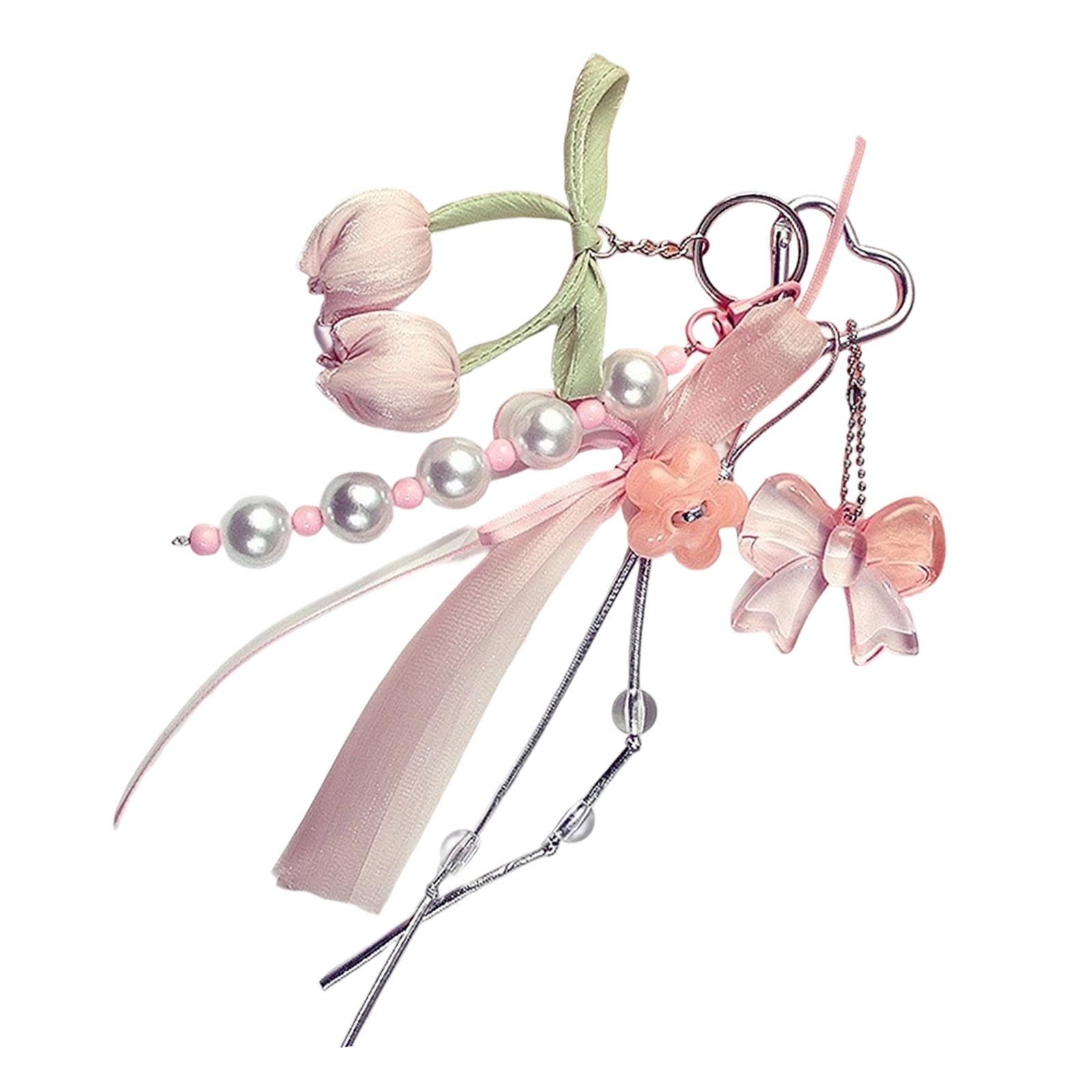 

Шарм Бантик Брелок Цветок Аксессуар для Сумки Стильное Украшение для Кошелька Уникальные Аксессуары для Ключей для Повседневного Использования розовый