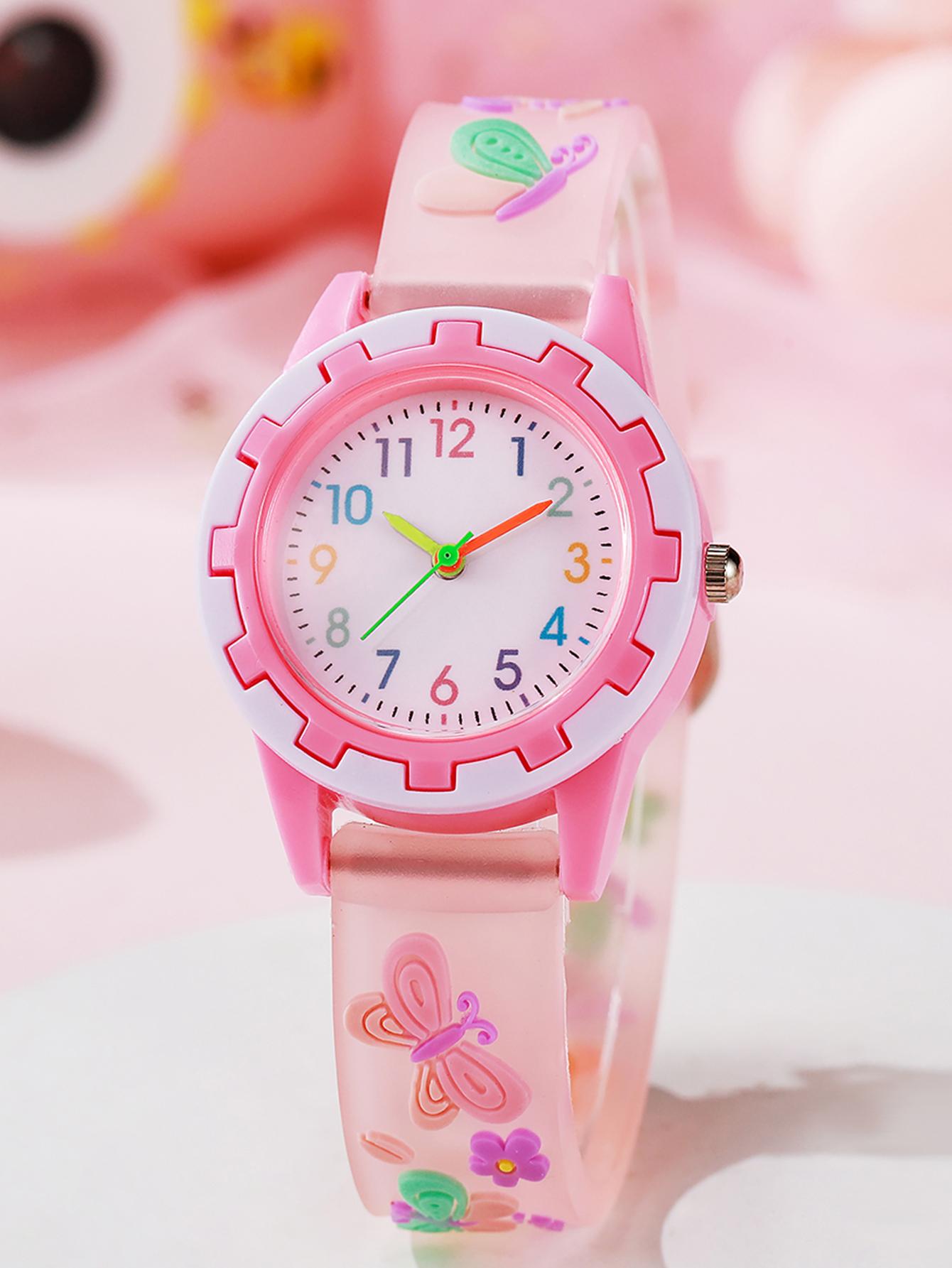 

Cute girl heart cartoon butterfly quartz watch colorful fashion trend, suitable for Christmas Halloween gift розовый