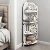 4-Tier Corner Storage Rack – Triangular PVC Shelf Unit for Bathroom, Living Room & Balcony – White
