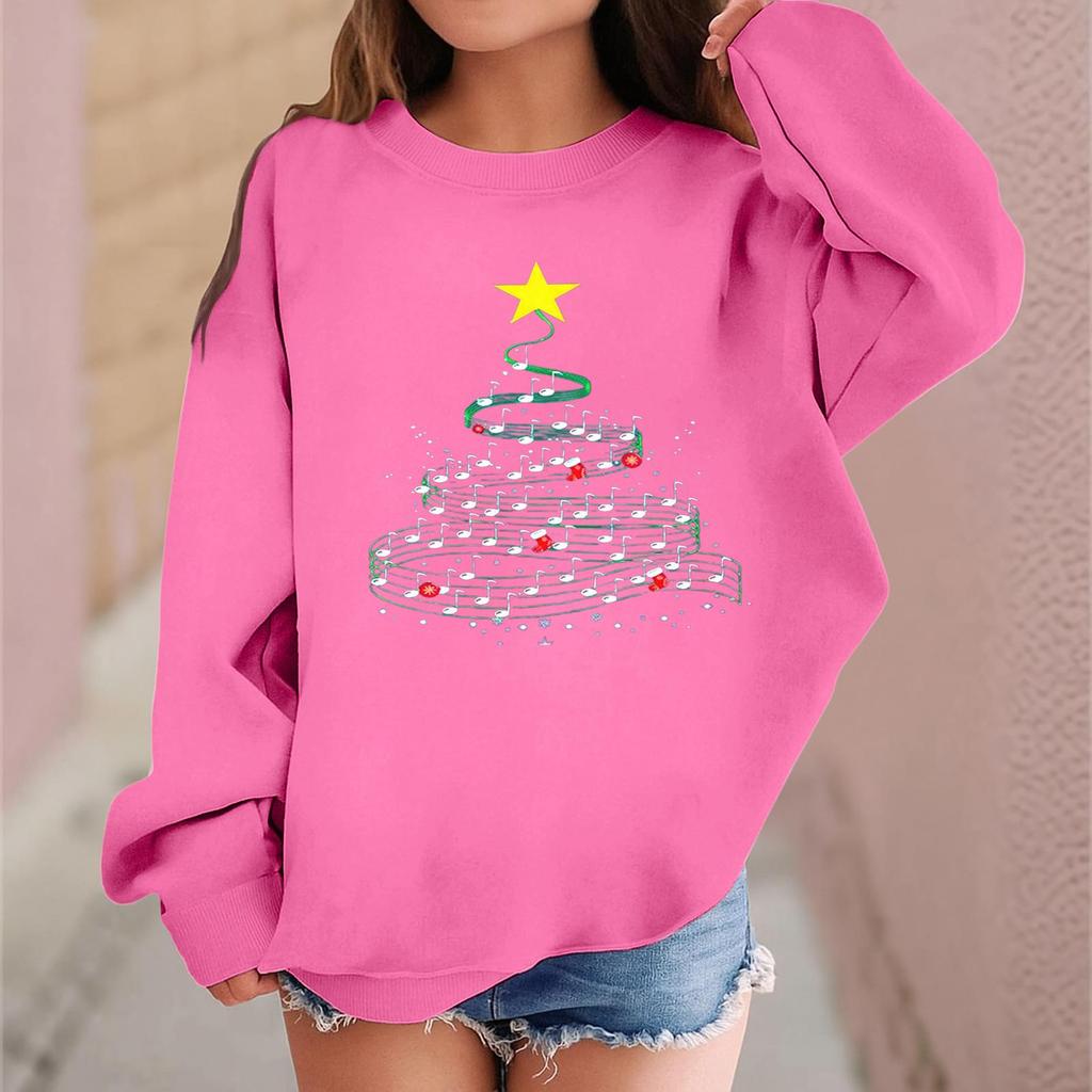 Children's Fashionable Casual Long-sleeved Loose Christmas Print Pullover Sweatshirt