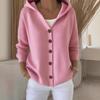 Neuer Damen Casual Lockerer Mode Einfarbiger Langarm Cardigan Strick Sweatshirt Oberbekleidung
