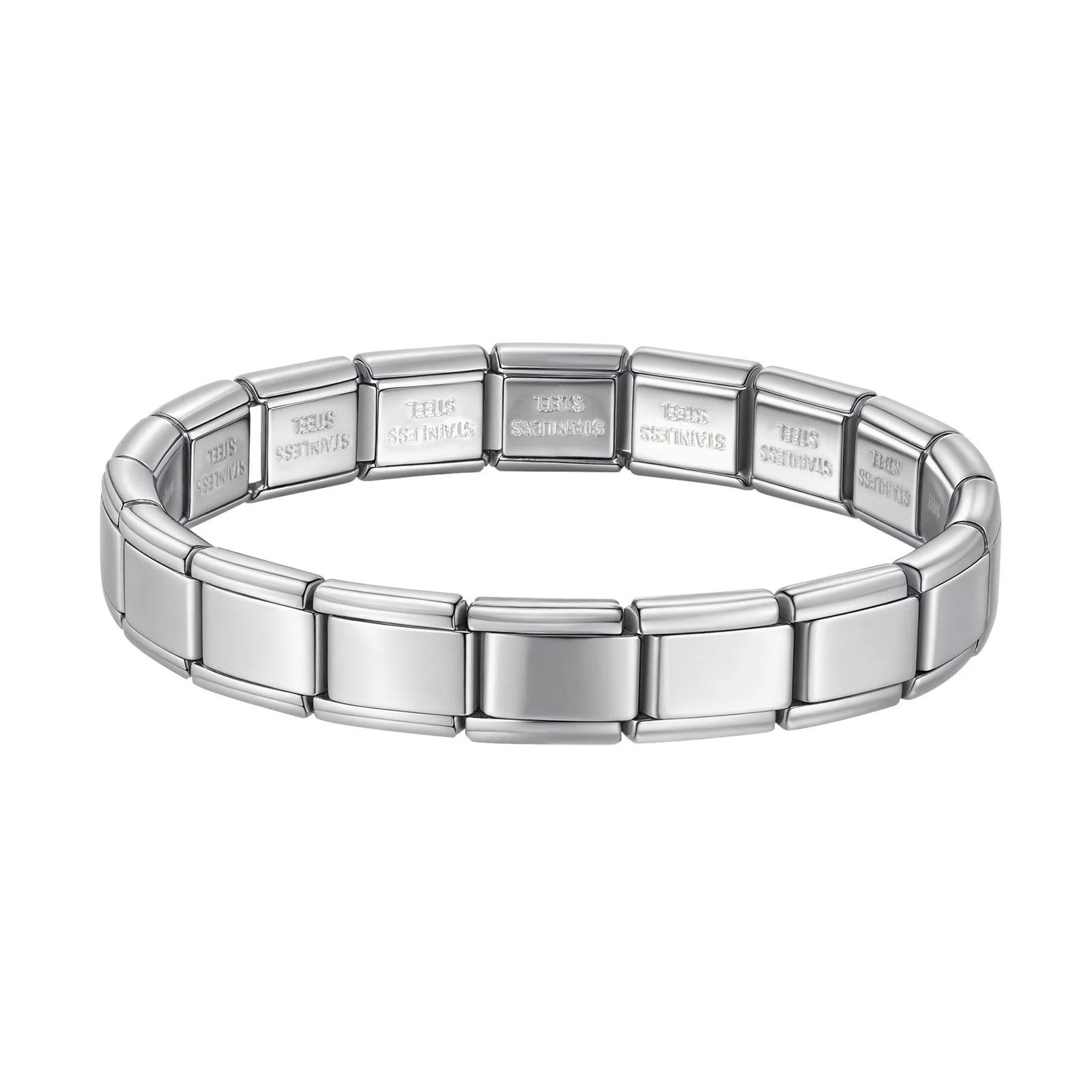 

Stainless Steel Strap Chain Italy Style Bracelets for Women Men Elastic Splicing Detachable Charm Bracelet 9mm Wide Jewelry