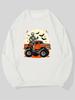 Men's Halloween Pattern Casual Crewneck Sweatshirt, Long Sleeve Loose Fit Pullover Top, Casual Sweatshirt Autumn Winter Outfit for Halloween Party