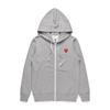 Unisex Hooded Zip-Up Sweatshirt With Heart Embroidery Loose Fit Casual Pullover Winter