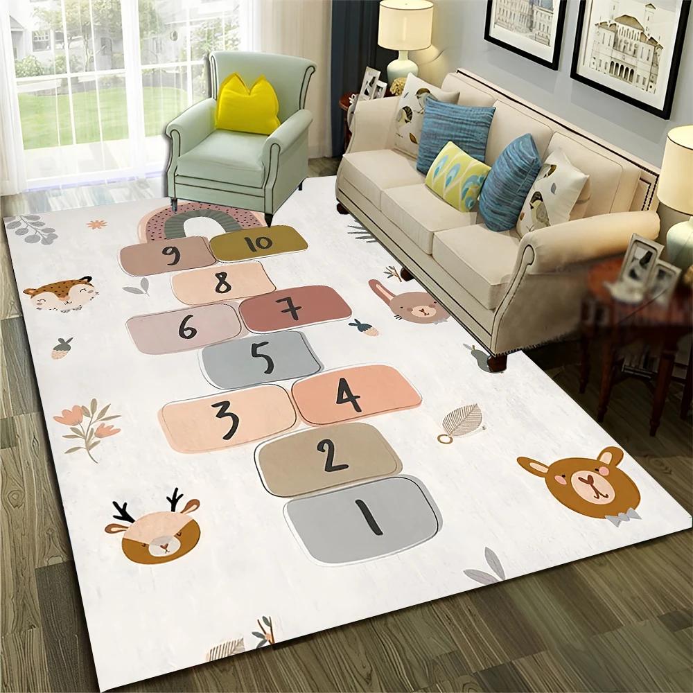 27 Stil Hüpfspiel Kinder Digitale Spiele Junge Mädchen Cartoon Teppich Teppich für Zuhause Wohnzimmer Sofa Fußmatte Dekoration,Rutschfeste Bodenmatte