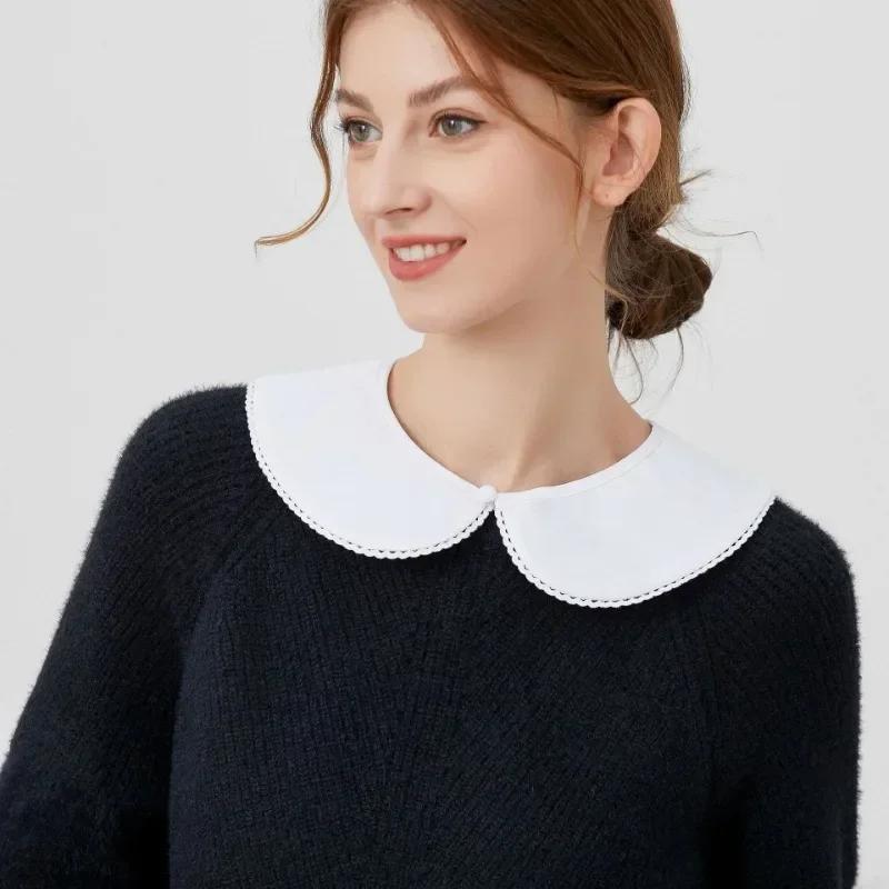 French Style Women Shirt Detachable Faux False Collar Sweet Lace Trim Button Necklace Choker Ladies Shoulder Wraps Collars