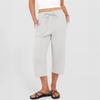 Women’s Cropped Wide Leg Pants with Elastic Waist Drawstring and Patch Pockets Casual Loose Fit Capris Trousers