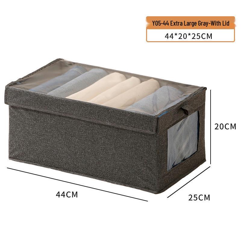 Cotton & Linen Foldable Storage Box with Window for Clothes
